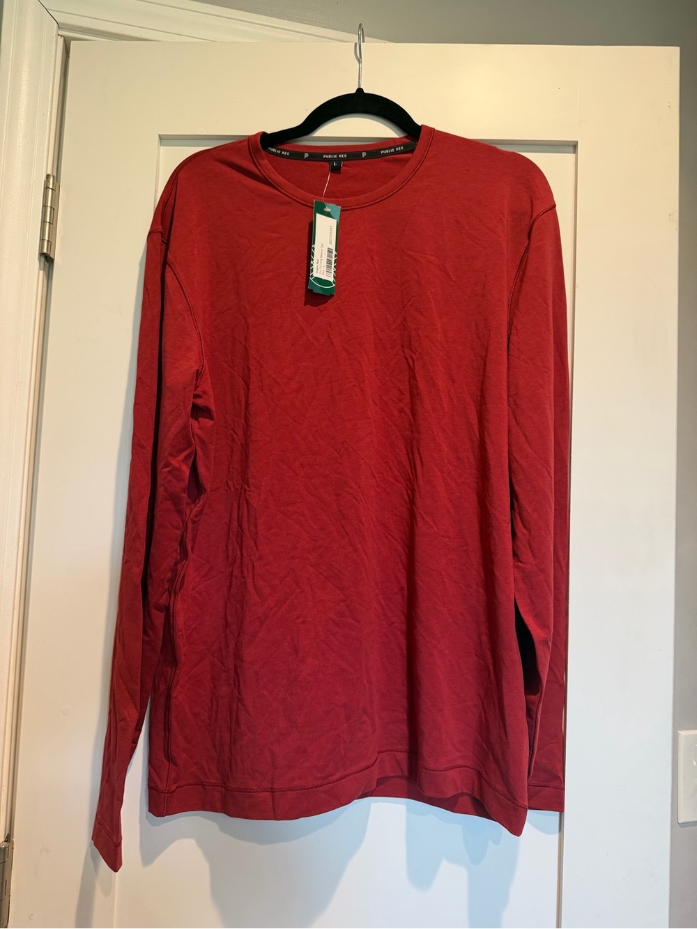 Men's Long-Sleeve Crewneck Shirt - Red by Public Rec